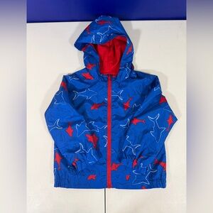Blue & Red Sharks Windbreaker Jacket Coat Size 3T Wonder Nation Beach Full Zip